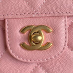 RETRO STYLE FLAP BAG 22 IN LIGHT PINK GRAINED  GOLD HARDWARE - Image 9