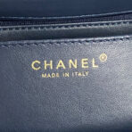 RETRO STYLE FLAP BAG 22 IN NAVY BLUE GRAINED  GOLD HARDWARE - Image 8