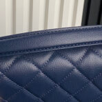 RETRO STYLE FLAP BAG 22 IN NAVY BLUE GRAINED  GOLD HARDWARE - Image 9