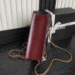 HANDBAG 27 IN GARNET RED DIAMOND PATTERN QUILTED SHINY LAMBSKIN GOLD HARDWARE - Image 6