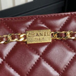 HANDBAG 27 IN GARNET RED DIAMOND PATTERN QUILTED SHINY LAMBSKIN GOLD HARDWARE - Image 8