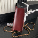 HANDBAG 21 IN GARNET RED DIAMOND PATTERN QUILTED SHINY LAMBSKIN GOLD HARDWARE - Image 6