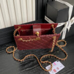 HANDBAG 21 IN GARNET RED DIAMOND PATTERN QUILTED SHINY LAMBSKIN GOLD HARDWARE - Image 7