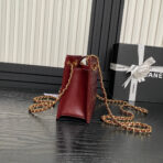 HANDBAG 21 IN GARNET RED DIAMOND PATTERN QUILTED SHINY LAMBSKIN GOLD HARDWARE - Image 8