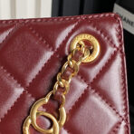 HANDBAG 21 IN GARNET RED DIAMOND PATTERN QUILTED SHINY LAMBSKIN GOLD HARDWARE - Image 5