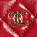 CAMERA BAG 24 IN RED SHINY CALFSKIN GOLD CHAIN - Image 9