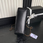 MAXI SHOULDER BAG CHAIN STRAP 28 IN BLACK CALFSKIN GOLD-TONE METALLIC - Image 9