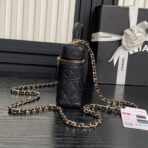 COSMETIC BAG 19 IN BLACK GRAINED CALFSKIN GOLD HARDWARE - Image 4
