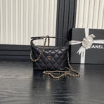 HOBO BAG 21 IN BLACK GRAINED CALFSKIN GOLD HARDWARE - Image 2