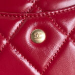 BOWLING BAG 29 IN RED CALFSKIN GOLD HARDWARE - Image 8