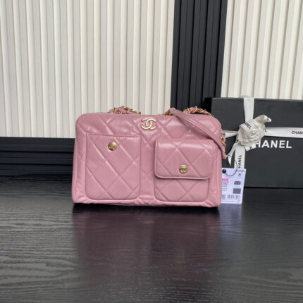 BOWLING BAG 29 IN BABY PINK  GOLD HARDWARE