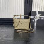 HOBO BAG 21 IN INDIAN KHAKI GRAINED CALFSKIN GOLD HARDWARE