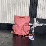 CRUISE DRAWSTRING BACKPACK 24 IN PINK LAMBSKIN GOLD-TONE METALLIC