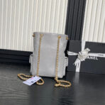 CRUISE DRAWSTRING BACKPACK 24 IN GREY LAMBSKIN GOLD-TONE METALLIC - Image 4