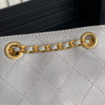 CRUISE DRAWSTRING BACKPACK 24 IN GREY LAMBSKIN GOLD-TONE METALLIC - Image 7