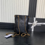 BUCKET BACKPACK 24 IN BLACK LAMBSKIN GOLD HARDWARE - Image 3