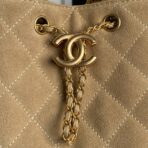 MEDIUM HANDBAG 40 IN OAT YELLOW SUEDE GOLD HARDWARE - Image 5
