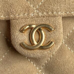 MEDIUM HANDBAG 40 IN OAT YELLOW SUEDE GOLD HARDWARE - Image 6