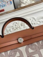 HERBAG ZIP 31 LAQUERED BAG IN OFF-WHITE MIX BROWN H PLUME CANVAS AND BROWN COWHIDE - Image 6