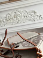 HERBAG ZIP 31 LAQUERED BAG IN OFF-WHITE MIX BROWN H PLUME CANVAS AND BROWN COWHIDE - Image 9