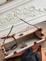 HERBAG ZIP 31 RETOURNE PEGASE POP BAG IN OFF-WHITE MIX RED CANVAS AND HUNTER COWHIDE - Image 7