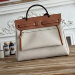 HERBAG ZIP 31 LAQUERED BAG IN OFF-WHITE MIX YELLOW H PLUME CANVAS - Image 9