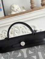 HERBAG ZIP 31 LAQUERED BAG IN OFF-WHITE MIX BLACK H PLUME CANVAS - Image 3