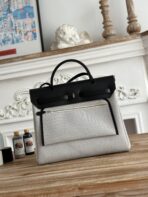 HERBAG ZIP 31 LAQUERED BAG IN OFF-WHITE MIX BLACK H PLUME CANVAS - Image 4