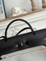 HERBAG ZIP 31 LAQUERED BAG IN OFF-WHITE MIX BLACK H PLUME CANVAS - Image 5