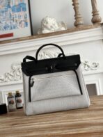 HERBAG ZIP 31 LAQUERED BAG IN OFF-WHITE MIX BLUE H PLUME CANVAS - Image 3