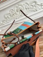 HERBAG ZIP 31 LAQUERED BAG IN GREEN MIX BLUE H PLUME CANVAS - Image 9