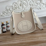 MINI NEO 17 EVELYNE BAG IN OYSTER TAN CANVAS AND WHITE