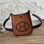 MINI NEO 17 EVELYNE BAG IN BRONZE BROWN CANVAS AND PLUM PURPLE