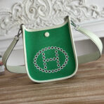 MINI NEO 17 EVELYNE BAG IN EMERALD GREEN CANVAS AND WHITE