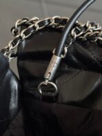 CC MINI HOBO HANDBAG 20 IN BLACK CALFSKIN SILVER-TONE HARDWARE - Image 4