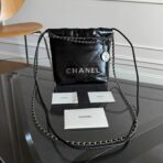 CC MINI HOBO HANDBAG 20 IN BLACK CALFSKIN SILVER-TONE HARDWARE - Image 2