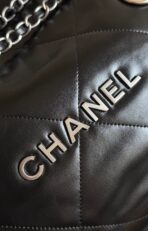 CC MINI HOBO HANDBAG 20 IN BLACK CALFSKIN SILVER-TONE HARDWARE - Image 7