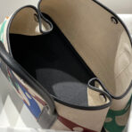 GARDEN PARTY 36 IN MULTICOLOR TOILE H CANVAS BLACK  OVERLAPPING POLKA RINGS PRINT - Image 5