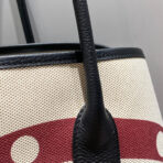 GARDEN PARTY 36 IN MULTICOLOR TOILE H CANVAS BLACK  OVERLAPPING POLKA RINGS PRINT - Image 6