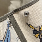 GARDEN PARTY 36 IN IVORY YELLOW BLUE TOILE H CANVAS ETOUPE  EQUESTRIAN HARNESS PRINT - Image 3