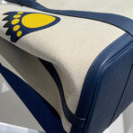 GARDEN PARTY 36 IN NAVY CREAM TOILE H CANVAS BLUE MARINE  ABSTRACT BEAR FACE PRINT - Image 5