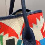 GARDEN PARTY 36 IN MULTICOLOR TOILE H CANVAS BLUE NAVY  TROPICAL ABSTRACT LANDSCAPE PRINT - Image 5