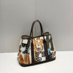 GARDEN PARTY 36 IN MULTICOLOR TOILE H CANVAS DARK BROWN  ABSTRACT GRAPHIC PRINT