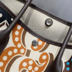 GARDEN PARTY 36 IN MULTICOLOR TOILE H CANVAS DARK BROWN  ABSTRACT GRAPHIC PRINT - Image 7