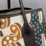 GARDEN PARTY 36 IN MULTICOLOR TOILE H CANVAS DARK BROWN  ABSTRACT GRAPHIC PRINT - Image 9