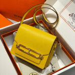HM ROULIS 18 MINI BAG IN ANZAC YELLOW  GOLD-TONE HARDWARE