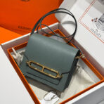 HM ROULIS 18 MINI BAG IN NANDOR GREEN  GOLD-TONE HARDWARE