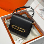 HM ROULIS 18 MINI BAG IN BLACK  GOLD-TONE HARDWARE