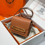 HM ROULIS 18 MINI BAG IN TAWNY BROWN  GOLD-TONE HARDWARE