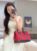 GARDEN PARTY 30CM IN RED TOILETS COTTON CANVAS AND DARK BROWN  PINK ON SIDE OTHER - Image 10